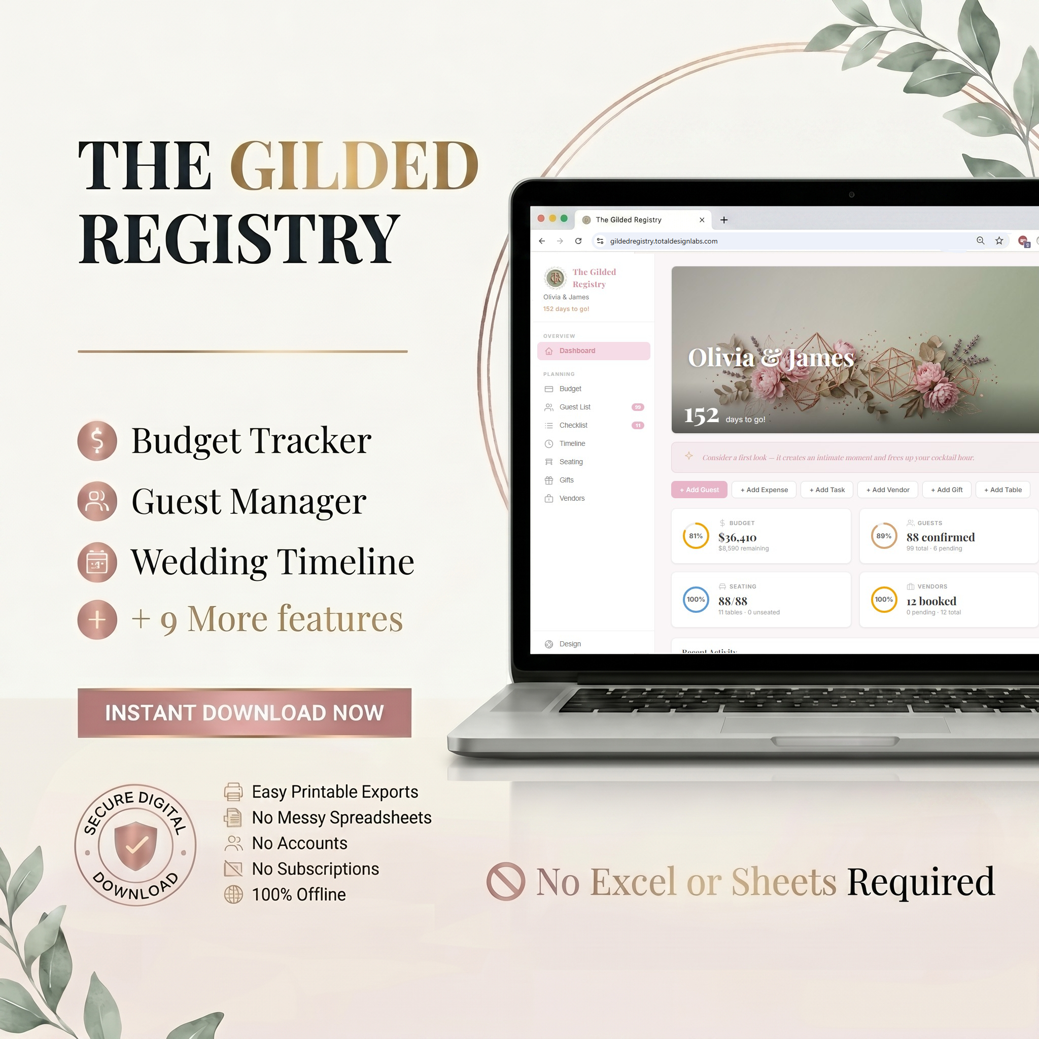 The Gilded Registry — Wedding Planner Web App